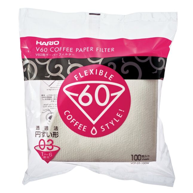 Hario V60 Kaffefiltre 03 Papir Hvide | Køb på KaffeMekka.dk | Berry & Bean | Kaffe med god smag